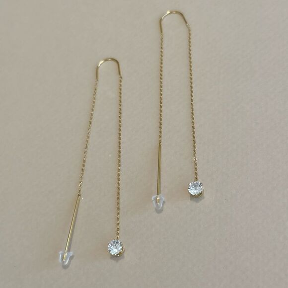 Threader Diamond Earrings M1278 - Picture 5 of 6